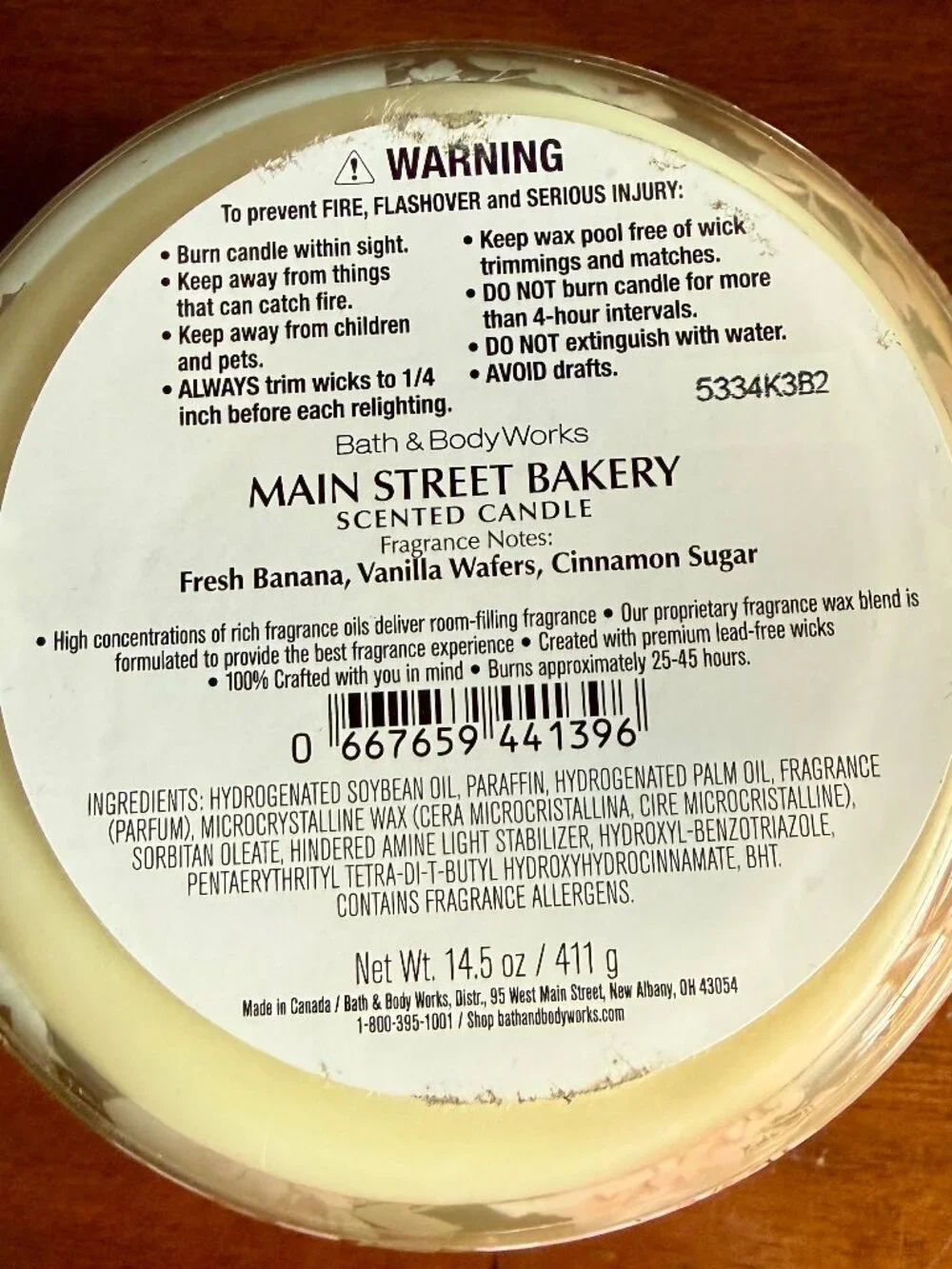 NEW MAIN STREET BAKERY 3-Wick Candle Bath & Body Works
